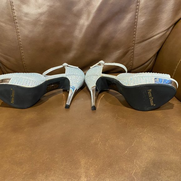 Pierre Dumas Rhinestone Wedge Sandal GORGEOUS! Size 7 Silver - Picture 7 of 11